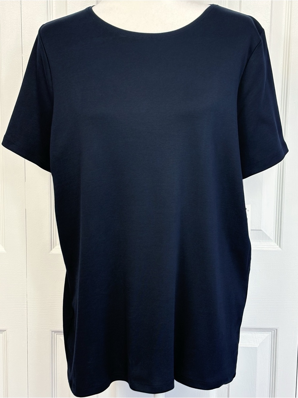 NWT Talbots Plus Classic Navy Blue 100% Pima Cotton Short Sleeve Tee 1X